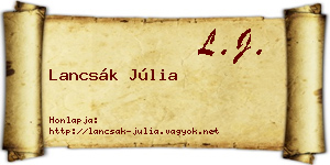 Lancsák Júlia névjegykártya